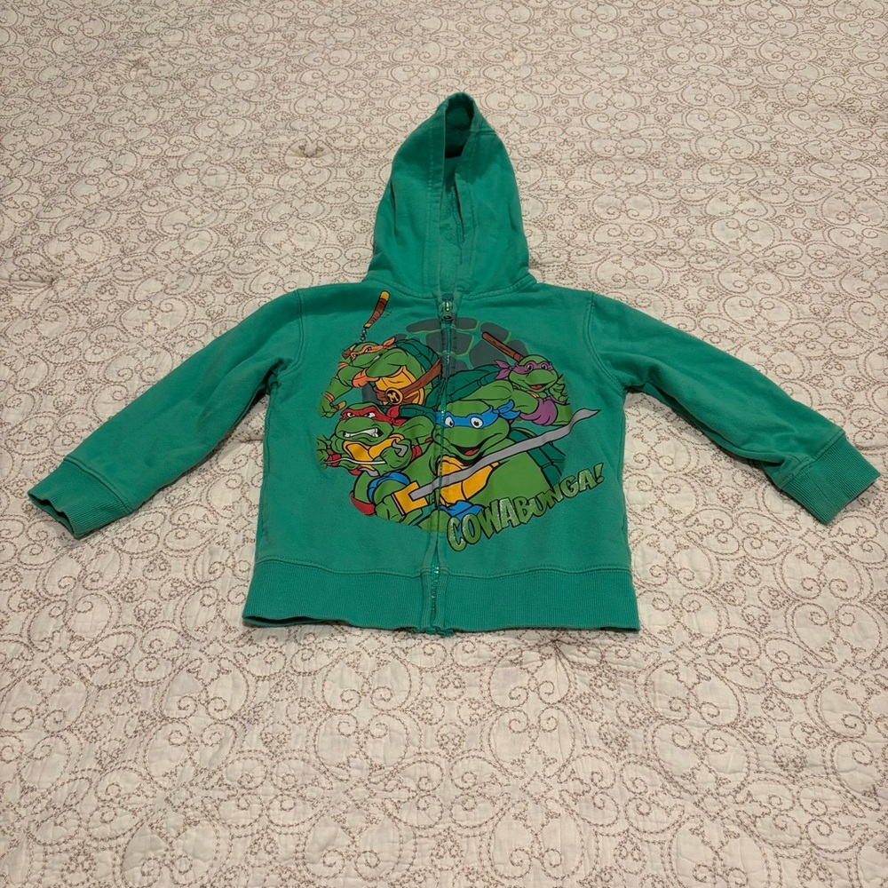 Nickelodeon Boys Green Ninja Turtles Zip Up Hoodie Size 3T